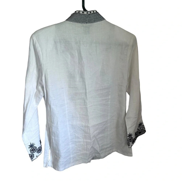 Anne Carson White Linen Blouse with black details size M - Picture 7 of 7